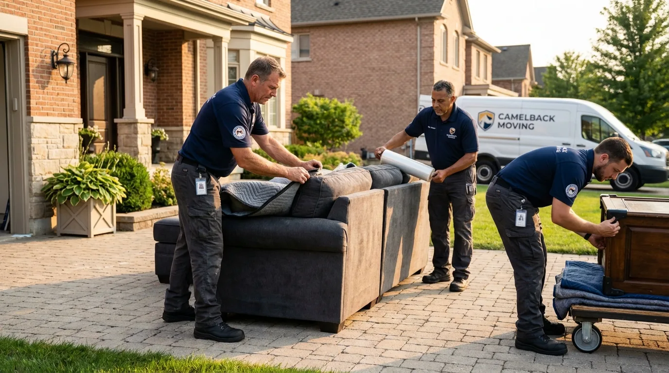 Large estate moving crew wrapping furniture in Buffalo, MN